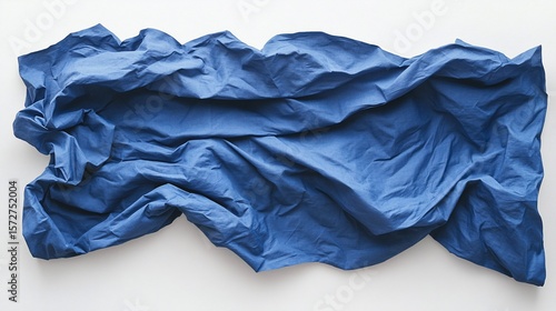 Textural Blue Fabric Displaying Dynamic Folds on a Clean White Backdrop
