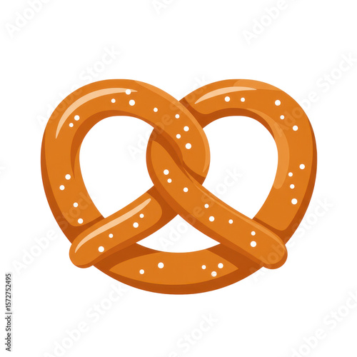 A freshly baked, golden-brown pretzel with a glossy finish, isolated on a white background