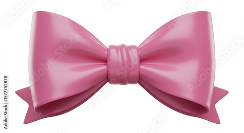Pink bow isolated on white background