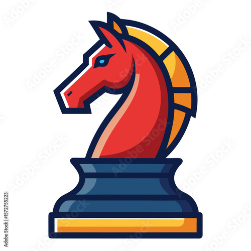 A stylized chess knight piece, isolated on a white background, for game, strategy, intelligence, or sport.