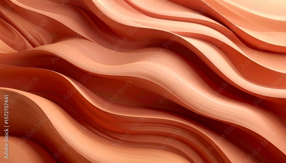 Fototapeta premium Gradient flow with soft shifting tones of terracotta and sand, arranged in a subtle wave-like motion across a seamless surface