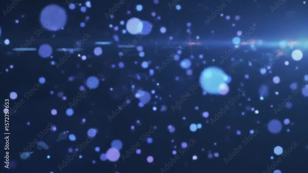 A dark blue background filled with blurry light blue dots and a bright light streak A dark blue background filled with blurry light blue dots and a bright light streak