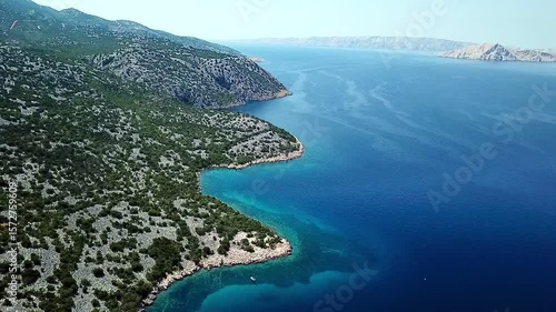 A drone shot of the Adriatic coastline seen from above
