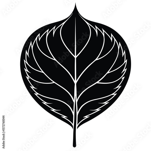 A bold black silhouette of a poplar (Populus) leaf,