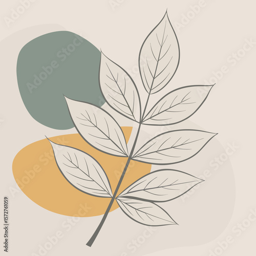  A bold black silhouette of an ash leaf, lanceolate to oblong shape with serrated edges, 