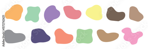 Blob shape organic set. Fluid cooler blob shape vector for abstract design.Irregular random minimal blob form. Abstract watery forms template. Organic blobs set icon on transparent background. Se .