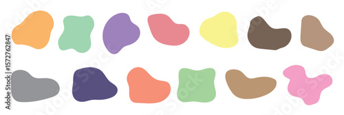 Blob shape organic set. Fluid cooler blob shape vector for abstract design.Irregular random minimal blob form. Abstract watery forms template. Organic blobs set icon on transparent background. Se .