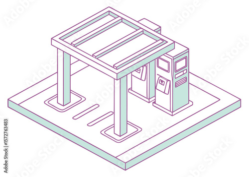 Isometric Electric Vehicle Charging Station Illustration