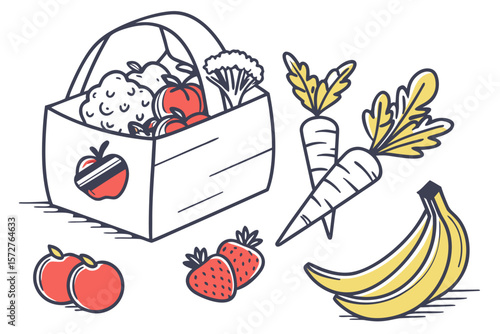 A basket full of fresh fruits and vegetables for a healthy lifestyle