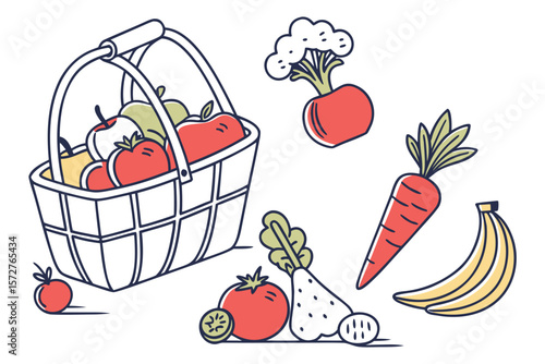 A basket filled with fresh fruits and vegetables for a balanced diet