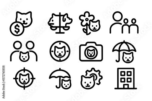 Minimalist cat icons set for business and personal use
