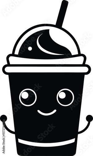 adorable frappe cup vector black silhouette illustration