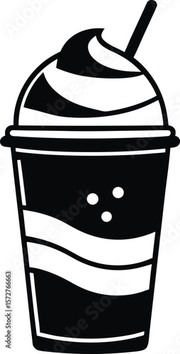 adorable frappe cup vector black silhouette illustration