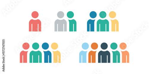 People group team colorful symbol icons