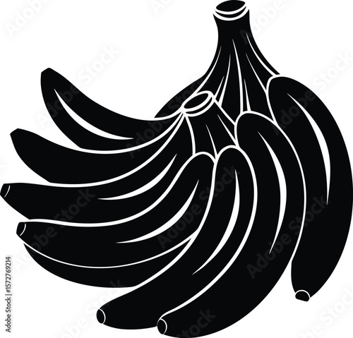 banana bunch vector high quality black silhouette