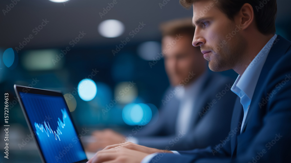 Fototapeta premium Business Professionals Analyzing Data in a Modern Office