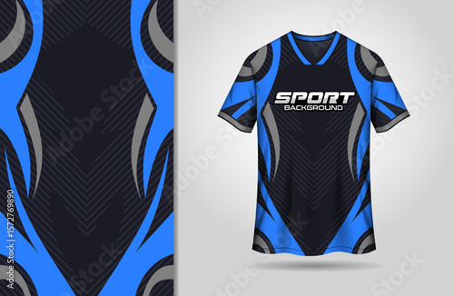 Sport gaming jersey design with curve blue and black color
