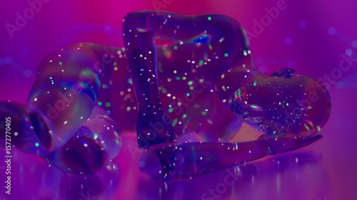 looped 3D animation of a sleeping person. stars move inside the transparent traveler of lucid dreams.