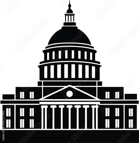 capitol building vector black silhouette illustration