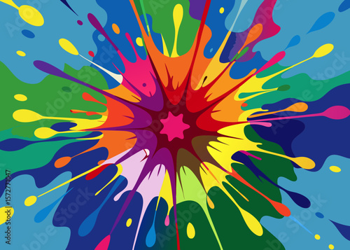 Multicolor Paint Splatter Sticker – Abstract Explosion of Artistic Energy with Color Swirls, Great for Laptops, Binders, Bottles & Sketchbooks