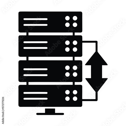 server-rack-with-data-arrows-icon--flat-black-silh.eps