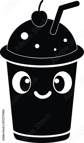 cute slush drink vector black silhouette illustration