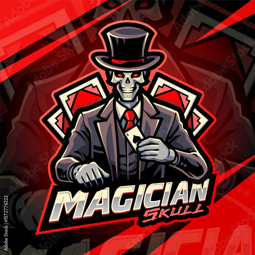 Magician skull esport mascot logo design