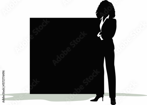 Flat vector illustration of confident businesswoman crossing arms in formal attire, ideal for stock market motivation, leadership stickers, and career success visuals