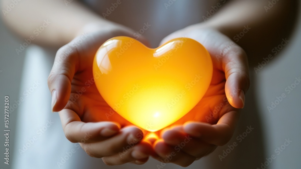 Obraz premium Hands holding a glowing heart