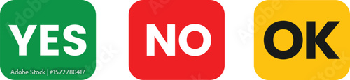 Colorful Yes No OK Buttons Set – UI Decision Icons for Web and Apps