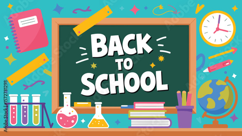 Back to school supplies sale banner vector design for education promotion and advertisement