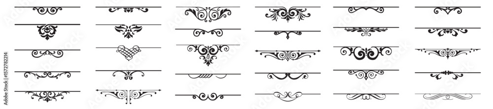 Fototapeta premium Dividers and design elements collection. Calligraphic finials set.