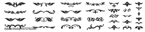 Set of decorative dividers leafs elements. Vintage calligraphy collection