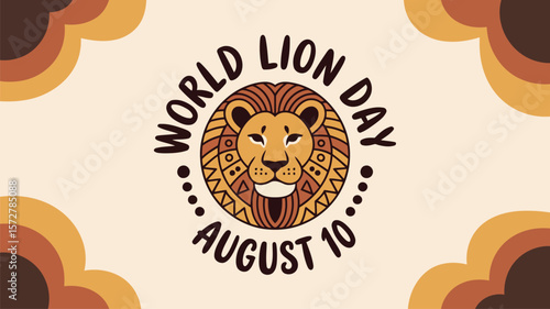 Celebrate world lion day august tenth graphic design illustration vector template image