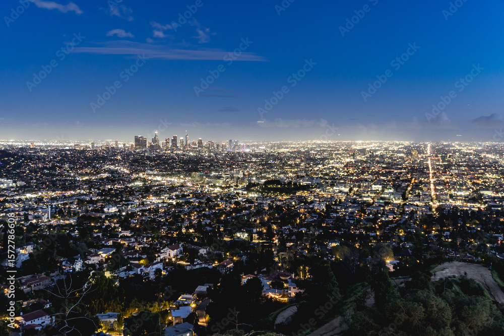 Fototapeta premium Areal view of Los Angeles at Night