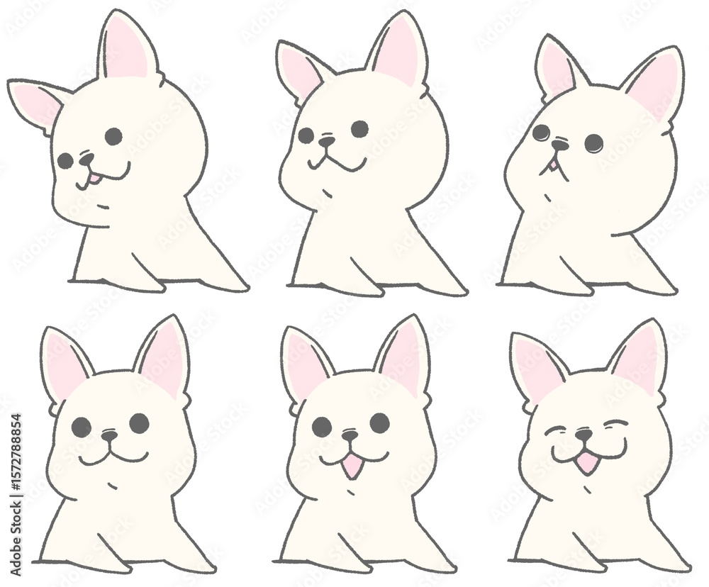 Cute french bulldog icon set Cute french bulldog icon set