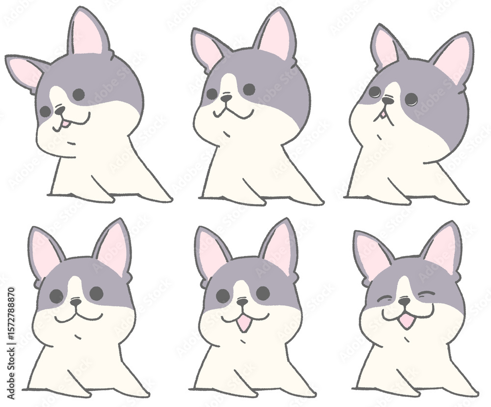 Fototapeta premium Cute french bulldog icon set