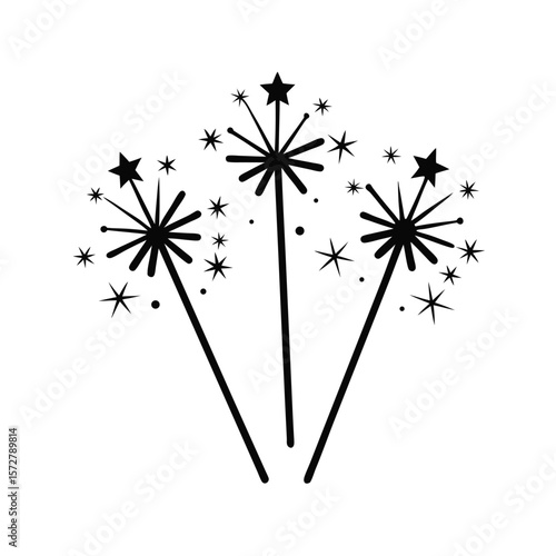 sparklers vector black silhouette illustration