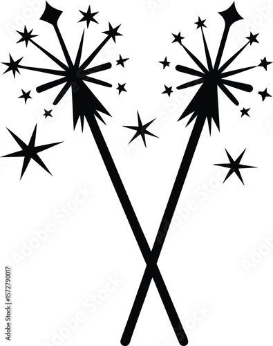 sparklers vector black silhouette illustration outline