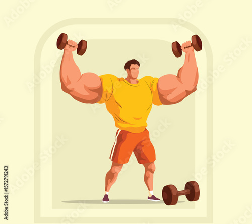 illustration of a Man Lifting Weight