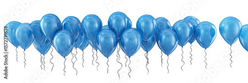 Shiny blue balloons with streamers