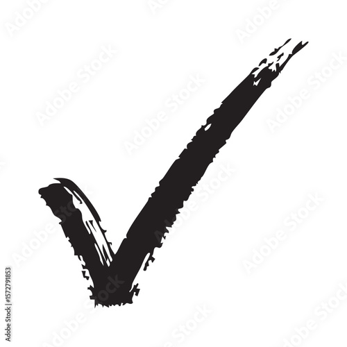 Hand-painted Check Mark: A bold, expressive check mark, painted with a thick brushstroke, conveys a sense of completion, approval, and confirmation.