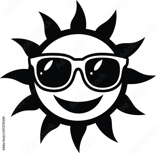 sun with glasses vector high quality black silhouette