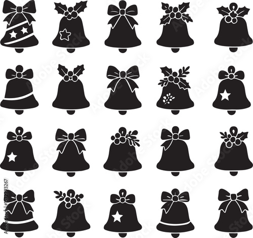 set of vector silhouettes of christmas bells