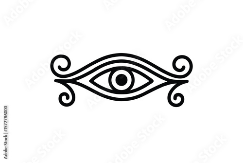 Engraved Eye of Horus with historic flourishes ancient artistry vector art illustration