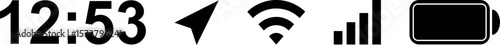 Mobile phone status bar icons including time, gps, wifi, signal, and battery indicators	