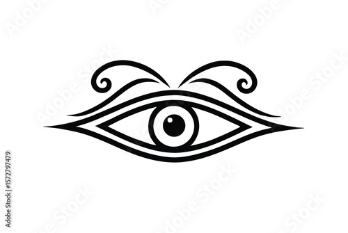 Sacred Eye of Horus with baroque details ornate divine design vector art illustration