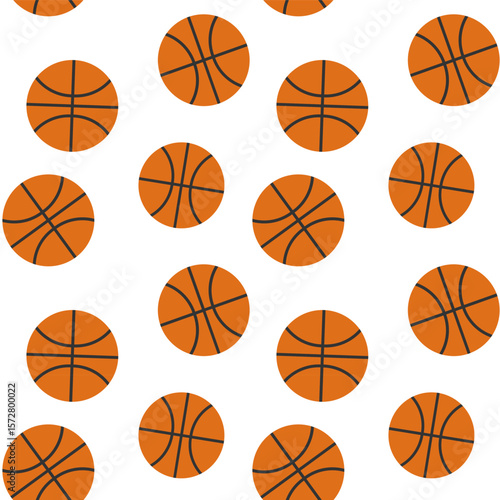 Basketballs arranged in a repeating pattern design