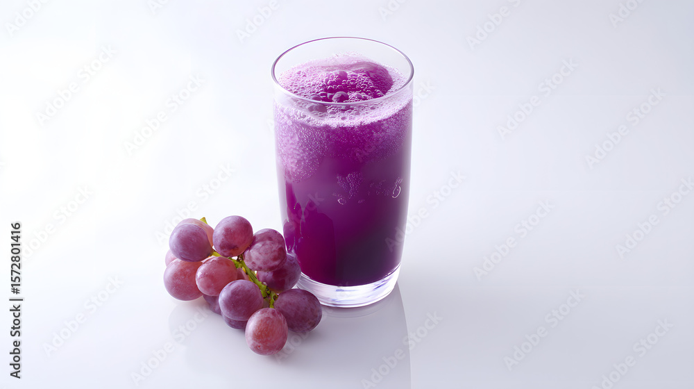 custom made wallpaper toronto digitalVibrant Purple Grape Juice with Fresh Grapes on White Background in Hokkaido Style Presentation