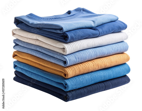 Neatly Folded Clothes Pile PNG Isolated on White Background PNG